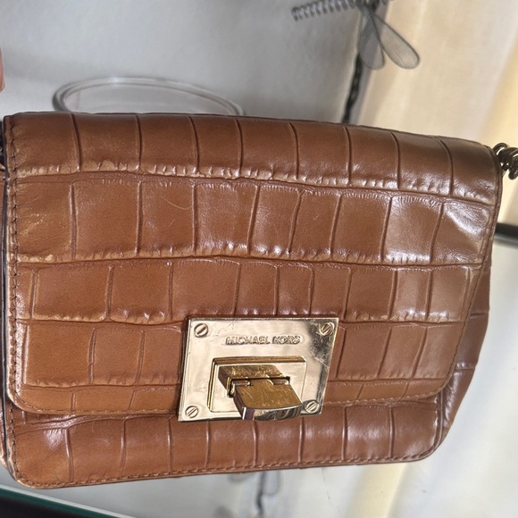 Michael Kors Brown Croc-Embossed Crossbody Bag - Picture 8 of 8
